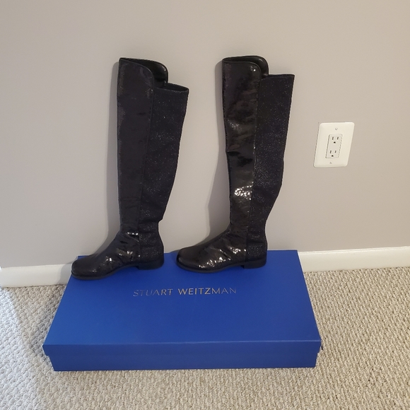 Staurt weitzman black sparkle boot - Picture 1 of 7